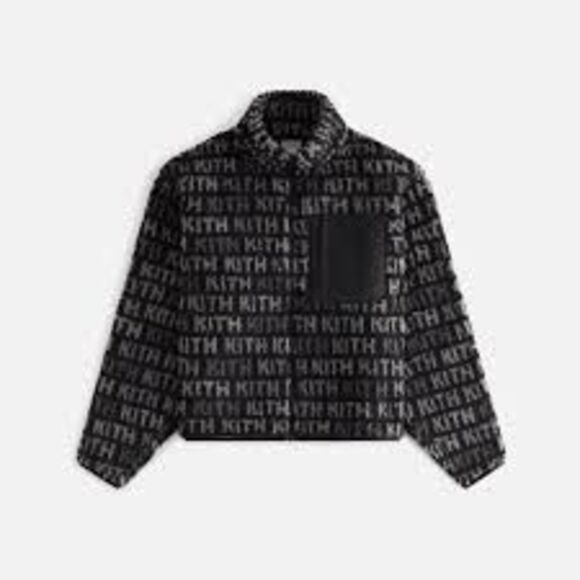 Kith Waverly Multi Monogram Fleece Black men's XXL NWOT - Picture 2 of 8